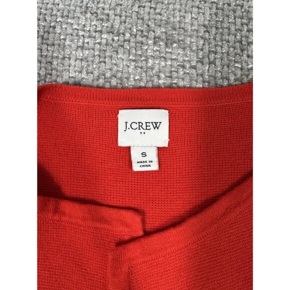 J Crew Vanessa Sweater Jacket Womens Small Red Knit Pockets Open Front Cardigan - Picture 3 of 9